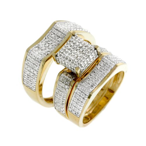 1.15 CT Brilliant Diamond Wedding Trio Set - 14GG14