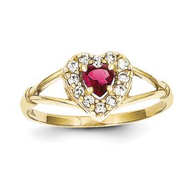 10K Red & White Cz Heart Ring - 15GG05