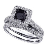 Black & White Diamond 14k White Gold Bridal Set - 15GG17