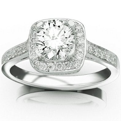 0.53 Carat Halo Single Row Pave Set Diamond Engaement Ring - 15GG31