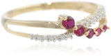 10k Yellow Gold Ruby and Diamond Engagement Ring - 16GG07