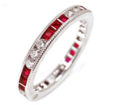 18k White Gold Natural Ruby & Diamond Eternity Ring - 16GG05
