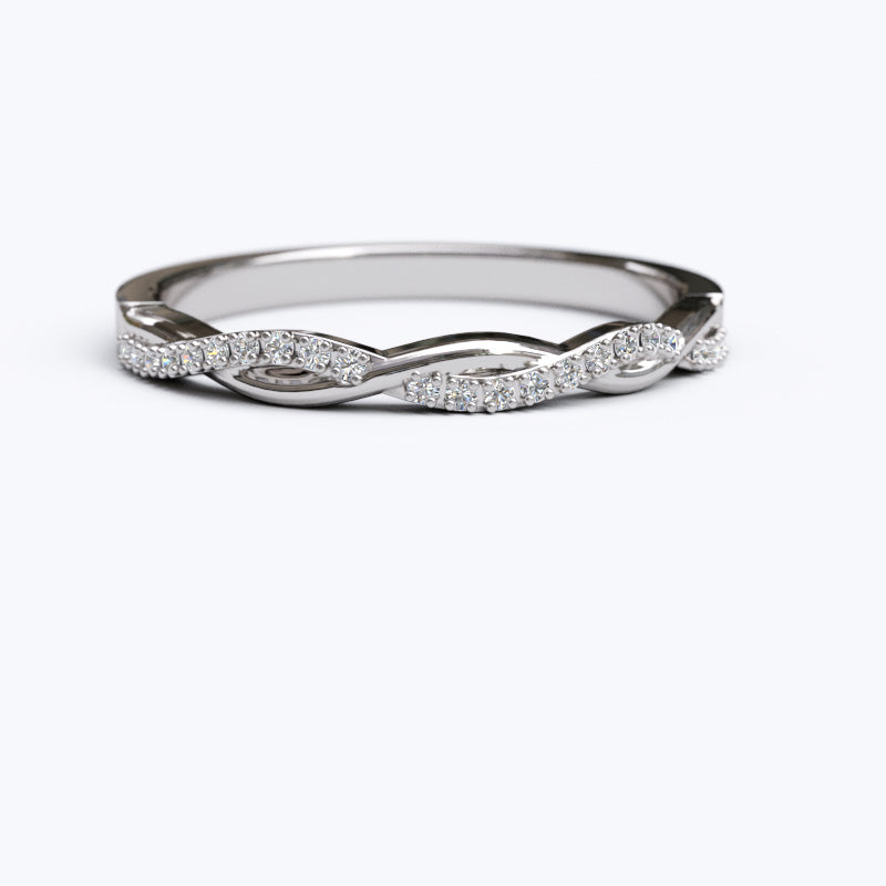 Gold Round Diamond Swirl Anniversary Wedding Band - 16GG14