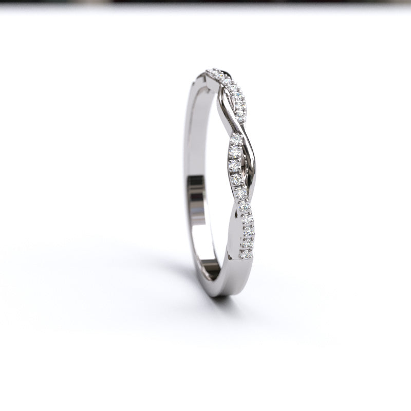 Gold Round Diamond Swirl Anniversary Wedding Band - 16GG14
