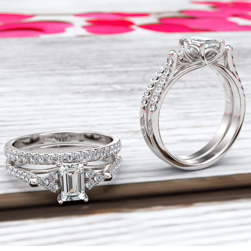 Emerald Cut Cathedral Bridal Set - 16GG15