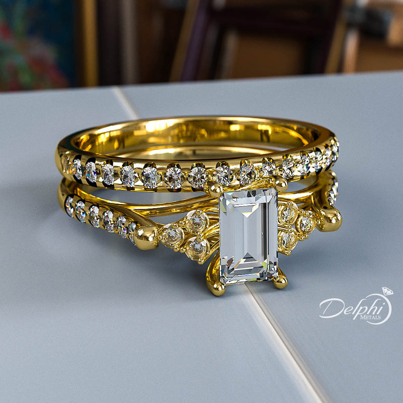 Emerald Cut Cathedral Bridal Set - 16GG15