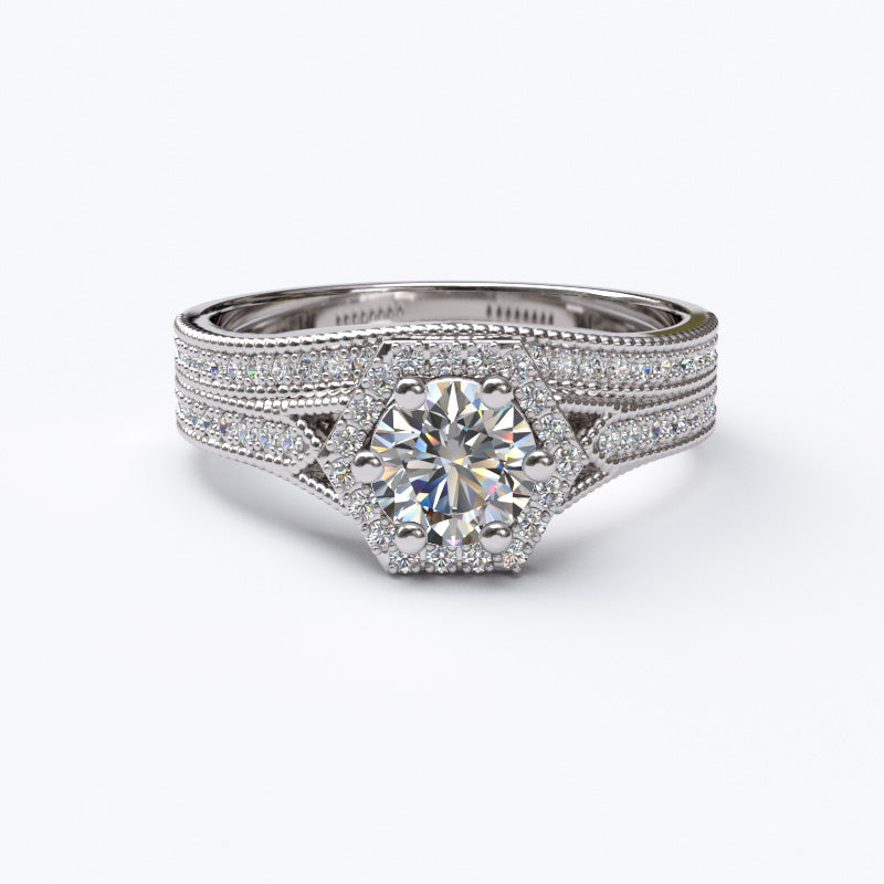 Hexagon Halo Bridal Ring Set - 16GG16