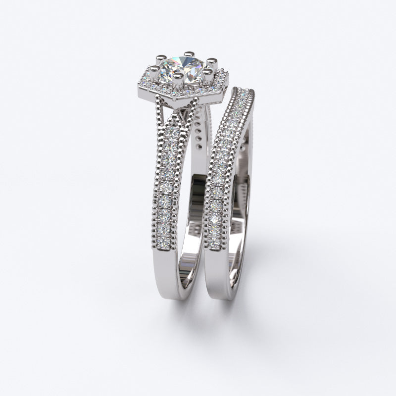 Hexagon Halo Bridal Ring Set - 16GG16