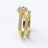 Hexagon Halo Bridal Ring Set - 16GG16