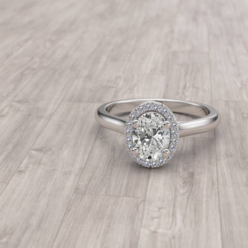 0.7ct Oval Halo Gold Engagement Ring - 16GG21