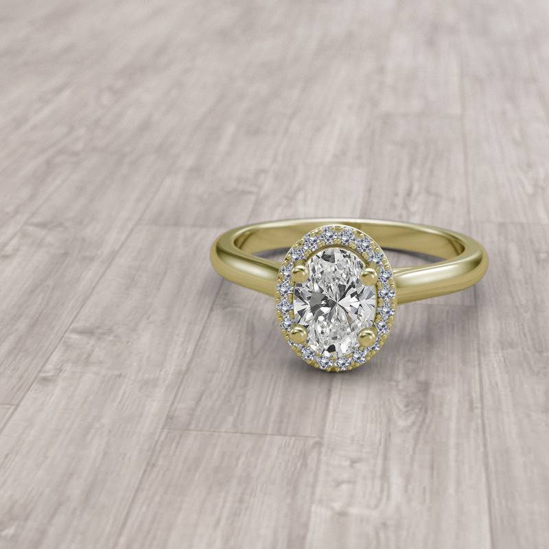 0.7ct Oval Halo Gold Engagement Ring - 16GG21