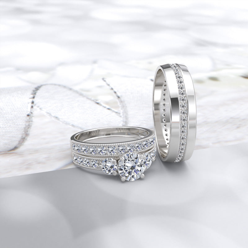 Round Cut Diamond Complete Wedding Set - 16GG23