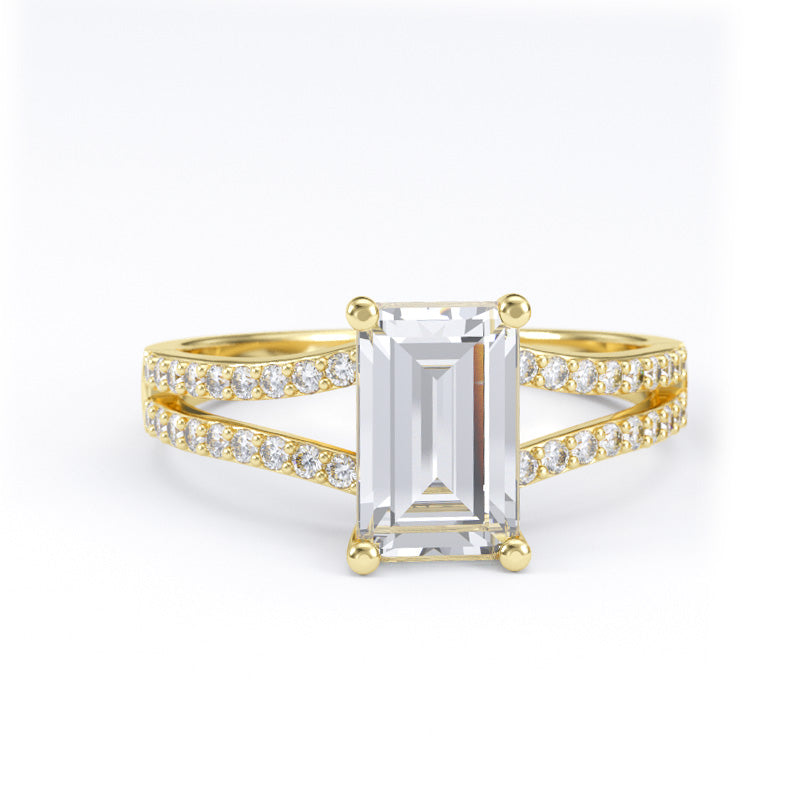 Emerald Cut Gold Engagement Ring - 16GG25