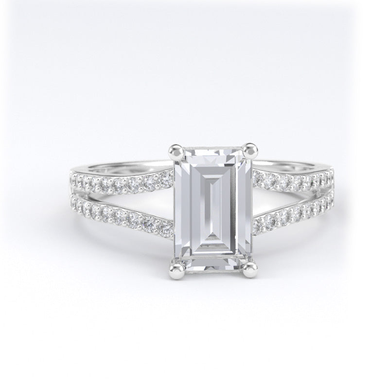 Emerald Cut Gold Engagement Ring - 16GG25
