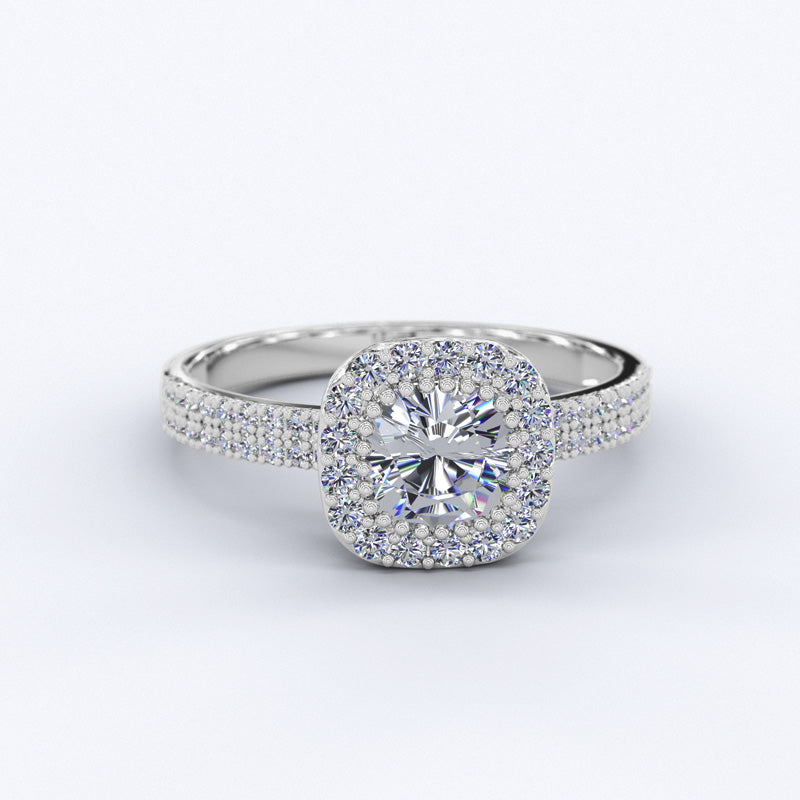Halo Cushion Cut Diamond Engagement Ring - 16GG32