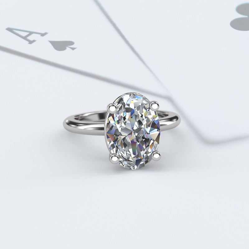 Oval Shape Gold Solitaire Engagement Ring - 16GG50