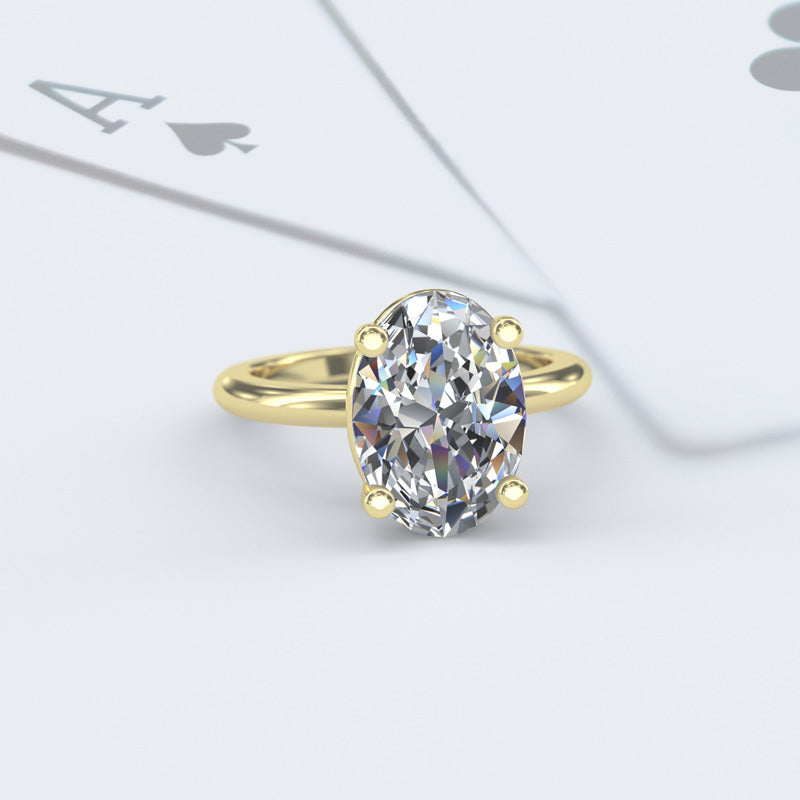 Oval Shape Gold Solitaire Engagement Ring - 16GG50