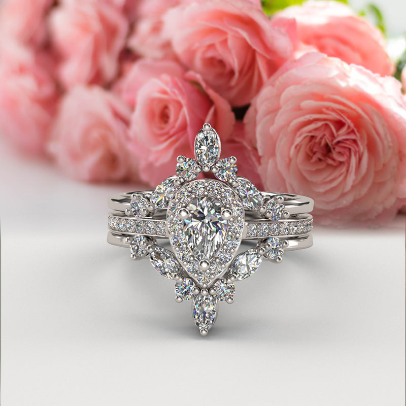 Pear Diamond Wedding Ring Set - 16GG54