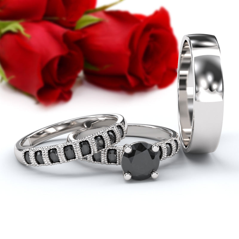 Gold Complete Wedding Set with Black Onyx - 16GG56