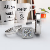 Double Halo Complete Gold Wedding Set - 16GG77