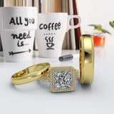 Double Halo Complete Gold Wedding Set - 16GG77