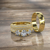 Three Stone Gold Complete Wedding Set - 16GG85