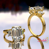 Emerald cut Gold Engagement Ring - 16GG93