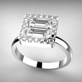 10k White Gold Baguette Shaped Diamond Bridal Ring - 17GG01