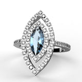 0.32ct Diamond and 0.78ct Blue Topaz 14k White Gold Ring - 17GG06