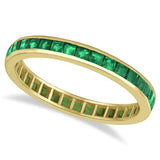 Princess-Cut Emerald Eternity Ring Band 14k White Gold - 17GG08