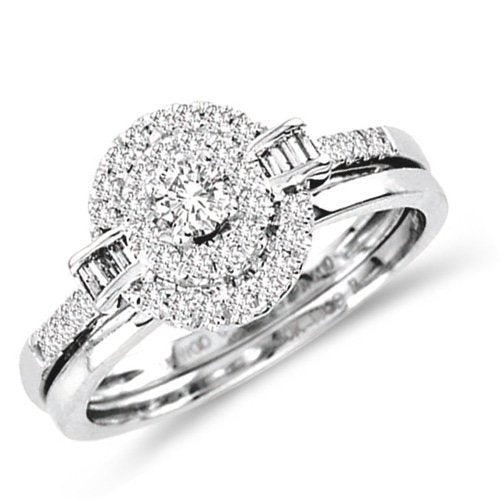 Diamond Engagement Rings Halo Wedding Bridal Set - 17GG29
