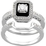 14K White Gold 1/10 Ct Tw Bridal Set - 17GG33