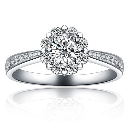 18k Diamond Engagement Bridal Ring, 0.23ct Solitaire Diamond With 0.37ct Accent Diamonds (SI Clarity, I-J Color) - 17GG36
