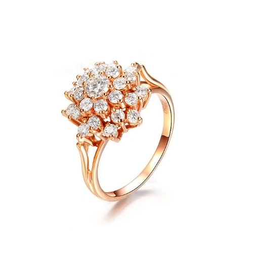 14k Cluster Diamond Engagement Ring, 0.97ct Brilliant Diamonds, SI Clarity, H Color, - 17GG37