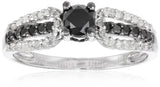 10k White Gold Black and White Diamond Engagement Ring - 17GG39