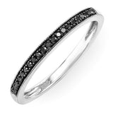 0.10 Carat (ctw) Sterling Silver Round Black Real Diamond Wedding Band - 17GG43