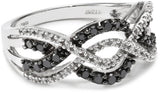 10k White Gold Black and White Diamond Waves Ring - 17GG48