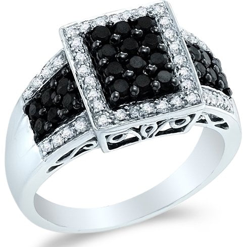 14k Yellow OR White Gold Black and White Diamond Engagement Ring - 17GG50