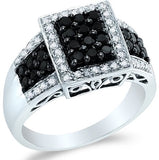 14k Yellow OR White Gold Black and White Diamond Engagement Ring - 17GG50