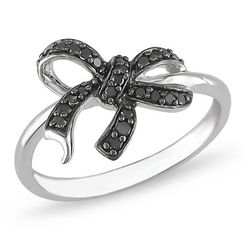 10K White Gold, Black Diamond Ring - 17GG51