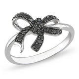 10K White Gold, Black Diamond Ring - 17GG51