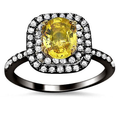1.61ct Yellow Sapphire Oval Diamond Engagement Ring - 17GG54