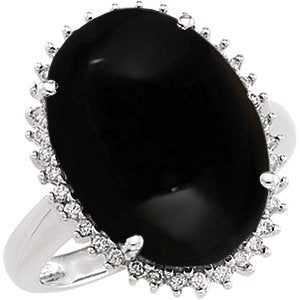 14k White Gold Onyx and Diamond Ring - 17GG61