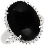 14k White Gold Onyx and Diamond Ring - 17GG61