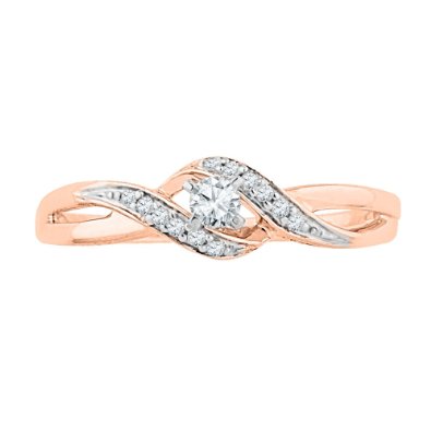 10 Kt Pink Gold Round Diamond Promise Ring - 17GG65