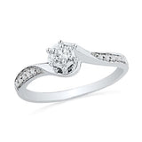 10KT White Gold Round Diamond Twisted Promise Ring - 17GG71