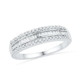 10KT White Gold Baguette and Round Diamond Wedding Band - 17GG72