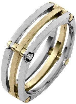 7mm Square Style 14 Karat Two-Tone Gold Wedding Band - 17GG83