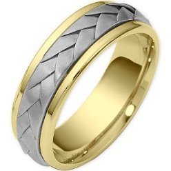 Wave Style 7mm Two-Tone 18 Karat Wedding Band - 17GG86