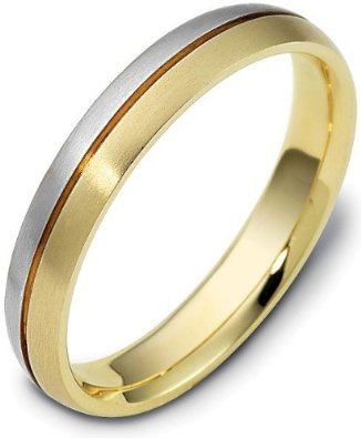 4mm Wide Designer Two-Tone 18 Karat Gold Wedding Band  - 17GG87